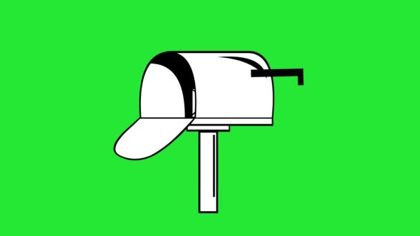 Animation Classic Mailbox Letter Envelope Drawn Black White Green Chrome — Video