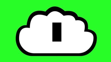 animation of cloud file download icon and down arrow, drawn in black and white. On a green chrome key background