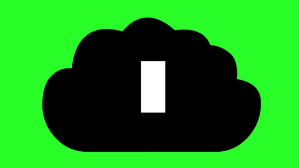 动画中的黑云下载图标和移动箭头指向下 绿色铬键背景 — 图库视频影像