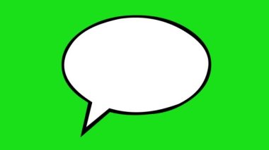 dialog bubble drawing animation with question marks, on a green chrome key background
