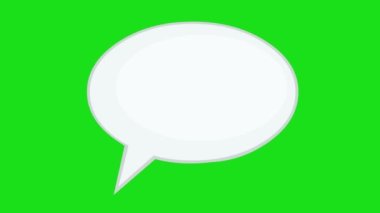 speech bubble animation with question marks, on a green chroma key background