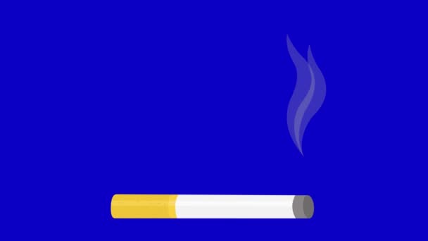 Векторная Иллюстрация Сигареты Движущимся Дымом Голубом Фоне Хромированного Ключа — стоковое видео
