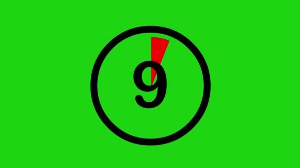 Countdown Icon Animation Green Chroma Key Background — Stock video