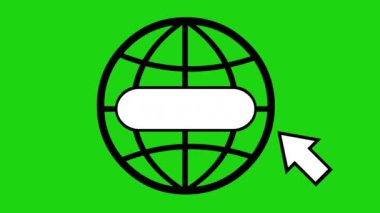 internet or website icon animation, on a chroma key green background
