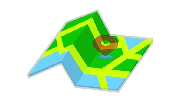 Gps グローバル ポジショニング システム のシンボルを背景にした地図アイコンのアニメーション — ストック動画