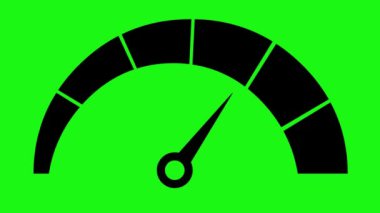 icon animation of the black silhouette of a speedometer, on a green chroma key background