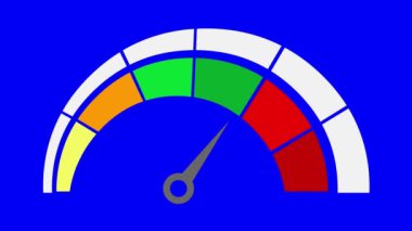 animation illustration of icon of a speedometer, on a blue chrome key background