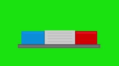siren animation or police car alarm, on a green chrome key background