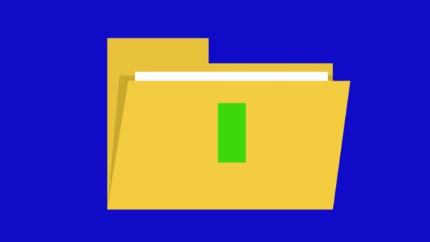 Icon Animation Folder Downloading Files Blue Chrome Key Background — Vídeos de Stock