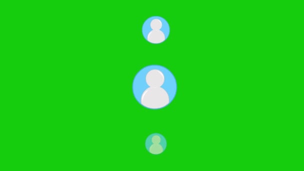 緑のクロムキーの背景にあるソーシャルネットワークアイコンやチームワークのビデオアニメーション — ストック動画
