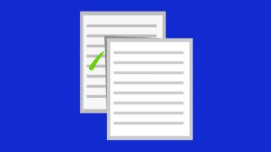 animation icon copy and paste computer files, with a green arrow moving. On a blue chrome key background