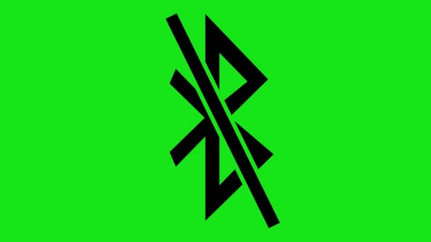 Bluetooth Icon Animation Disabled Green Chrome Key Background — Wideo stockowe