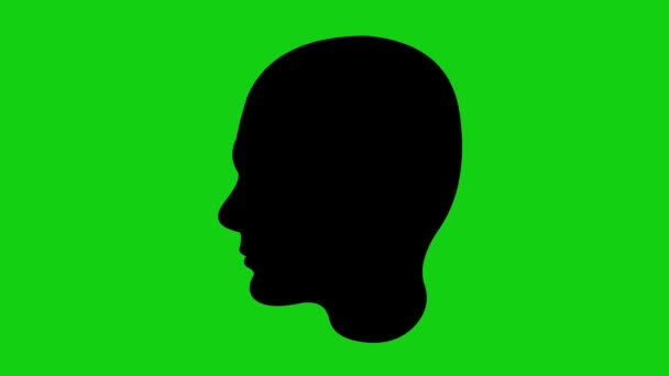 Animation Black Silhouette Person Profile Head White Question Mark Concept — ストック動画