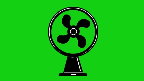 Animation Icon Fan Moving Helices Green Chrome Key Background — Stock Video