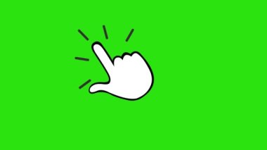 animation pointer mouse pc hand click, on a green chrome key background