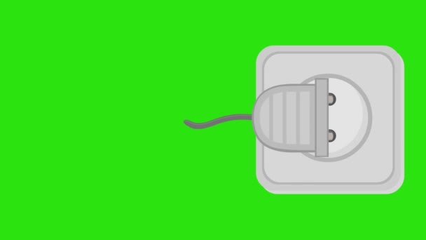 Animation Plug Electric Socket Green Chroma Key Background — Video
