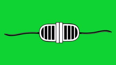 animation illustration plug and socket icon drawn in black and white. On a green chrome key background
