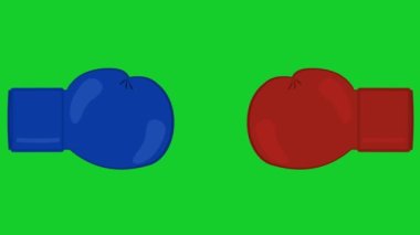 animation of two boxing gloves hitting each other or making the classic greeting of the sport, on a green chrome key background