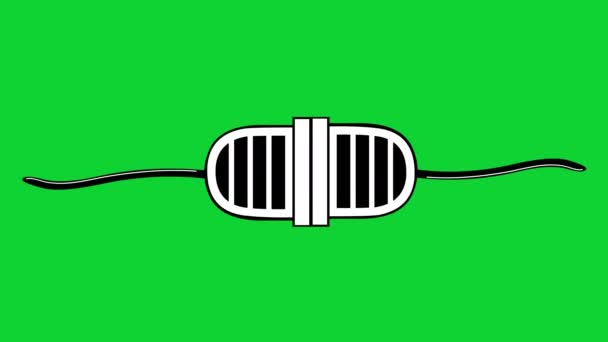 Animation Illustration Plug Socket Icon Drawn Black White Green Chrome — 图库视频影像