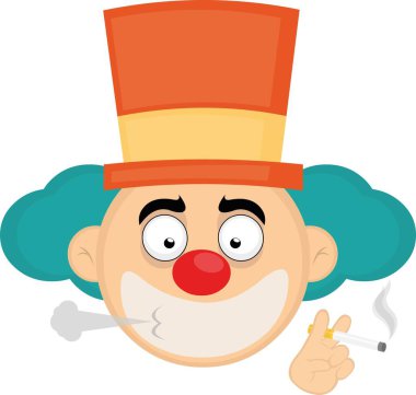 vector illustration face clown cartoon smoking a cigarette