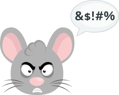 vector illustration face of a cartoon mouse with an angry expression with a speech bubble with an insult text