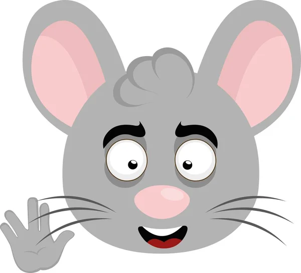 Vector Illustration Face Cartoon Mouse Happy Expression Doing Classic Vulcan — Stock Vector