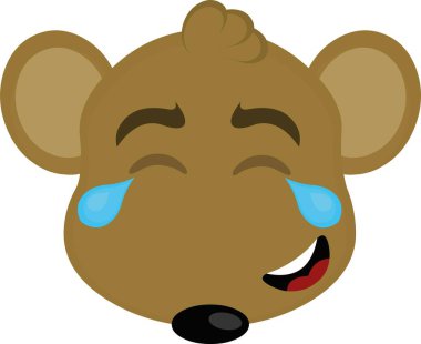 Çizgi film faresinin mutluluk gözyaşları içindeki vektör çizim yüzü