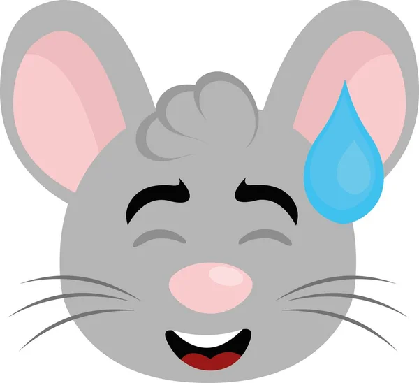 Vector Illustration Face Cartoon Mouse Expression Embarrassment Drop Sweat His — Stock Vector
