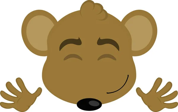 Vektor Illustration Des Gesichts Einer Cartoon Maus Mit Glücklichem Gesichtsausdruck — Stockvektor