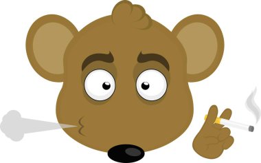vector illustration face of a cartoon mouse smoking a cigarette