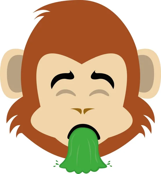 Vektor Illustration Gesicht Eines Cartoon Affen Erbrechen — Stockvektor