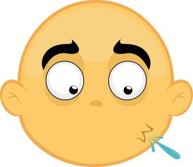 vektör çizimi sarı çizgi film karakteri ifadesi tükürüyor