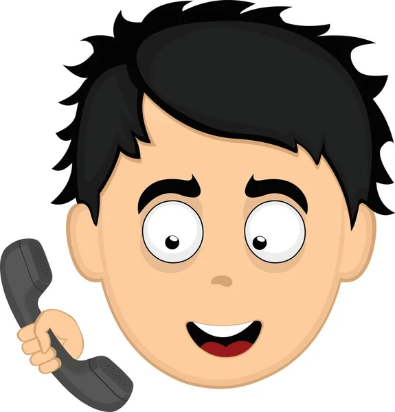 Vektor Illustration Gesicht Eines Zeichentrick Mannes Telefon Sprechen — Stockvektor