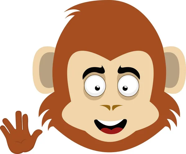 Wektor Ilustracja Twarz Kreskówki Postać Małpy Szczęśliwym Wyrazem Robi Klasyczne — Wektor stockowy
