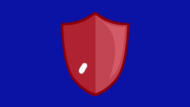 Red Shield Icon Animation Security Cross Unprotected Inactive Disabled Blue — Stock Video