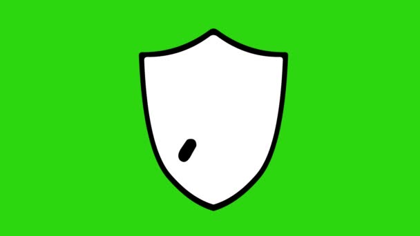 Shield Icon Animation Security Cross Unprotected Inactive Disabled Drawn Black — Stock Video