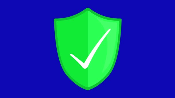 Animation Schutzschild Symbol Aktiviert Gegen Internet Antivirus Auf Blauem Hintergrund — Stockvideo