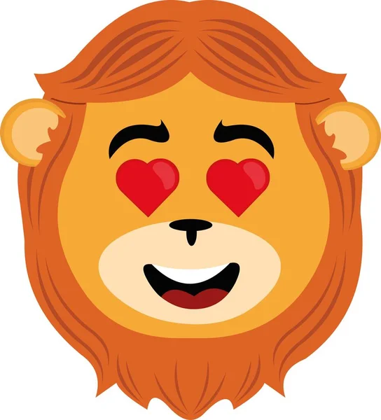 Векторная Иллюстрация Лица Льва Влюбленного Глаза Форме Сердца — стоковый вектор