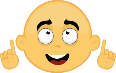 Sarı yüz karakteri çizgi filmi. İzliyor ve işaret ediyor.