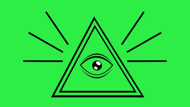 Yeşil Renkli Anahtar Arka Planında Üçüncü Göz Simgesi Yanıp Sönüyor — Stok video