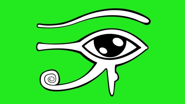 视频动画图标显示的眼睛的角闪闪 画在黑色和白色 在绿色的彩色键背景上 — 图库视频影像