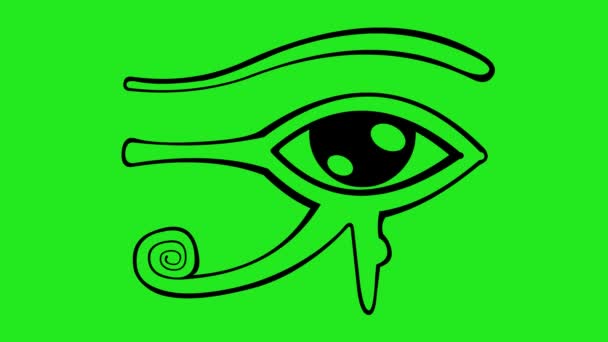Animationsikone Augenzwinkern Des Horus Mit Gezeichneten Umrissen Auf Grünem Chroma — Stockvideo