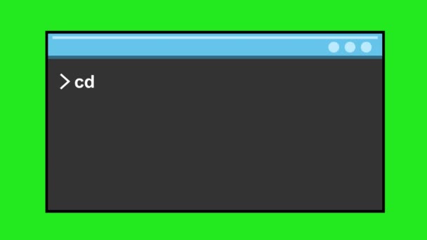 アニメーションCmdコマンドプロンプトアイコンPcコードを入力し 緑色のクロマキーの背景に — ストック動画