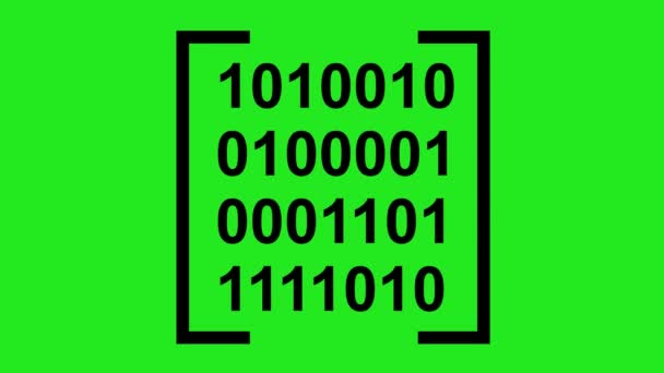 Video Animation Binary Code Algebraic Matrix Icon Green Chroma Key — Stock Video
