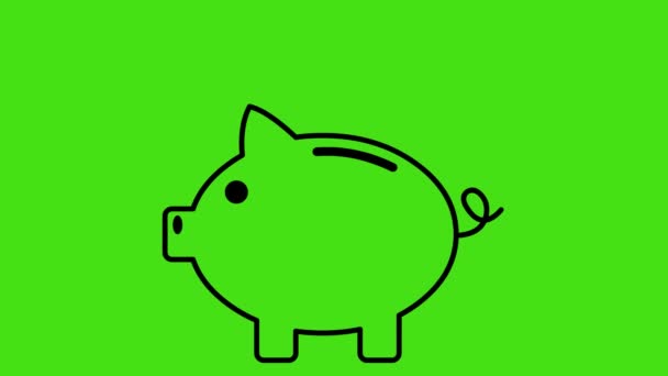 Video Animatie Icoon Van Een Spaarvarken Bank Het Opslaan Van — Stockvideo