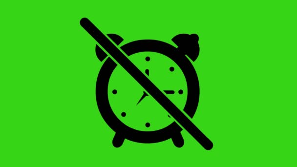 Animation Alarm Clock Icon Alarm Disabled Locked Green Chroma Key — Stock Video