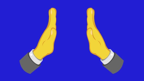 Video Animation Yellow Hands Praying Blue Chroma Key Background — Stock Video