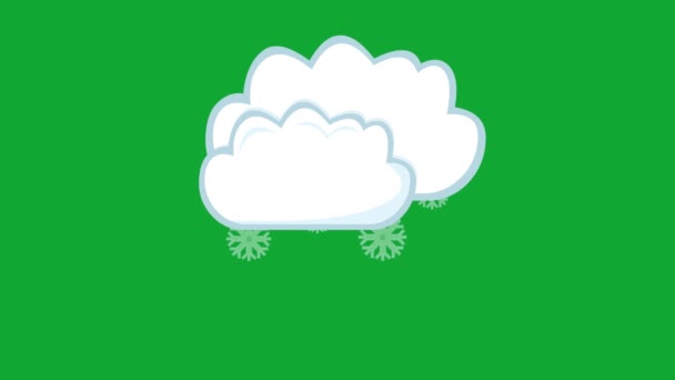 Animación Vídeo Copos Nieve Niebla Nube Sobre Fondo Clave Croma — Vídeo de stock