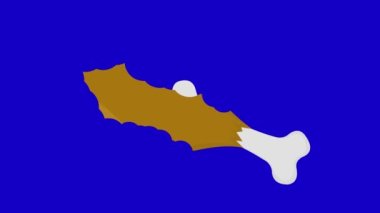 Mavi renkli anahtar arka planda tavuk bacağı yemenin video animasyonu