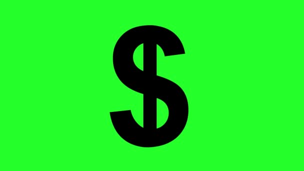Видео Анимация Черный Силуэт Долларовый Знак Рисунок Зеленом Фоне Хрома — стоковое видео